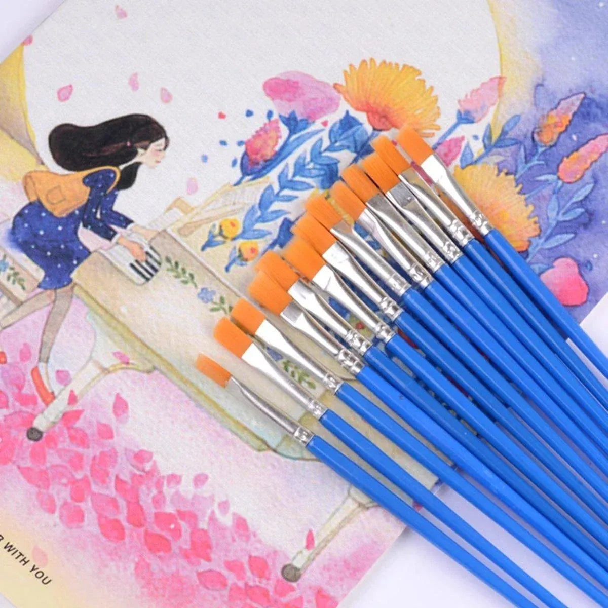 Premium Plastic Flat Tip Paint Brushes – Mixed 100 Pack