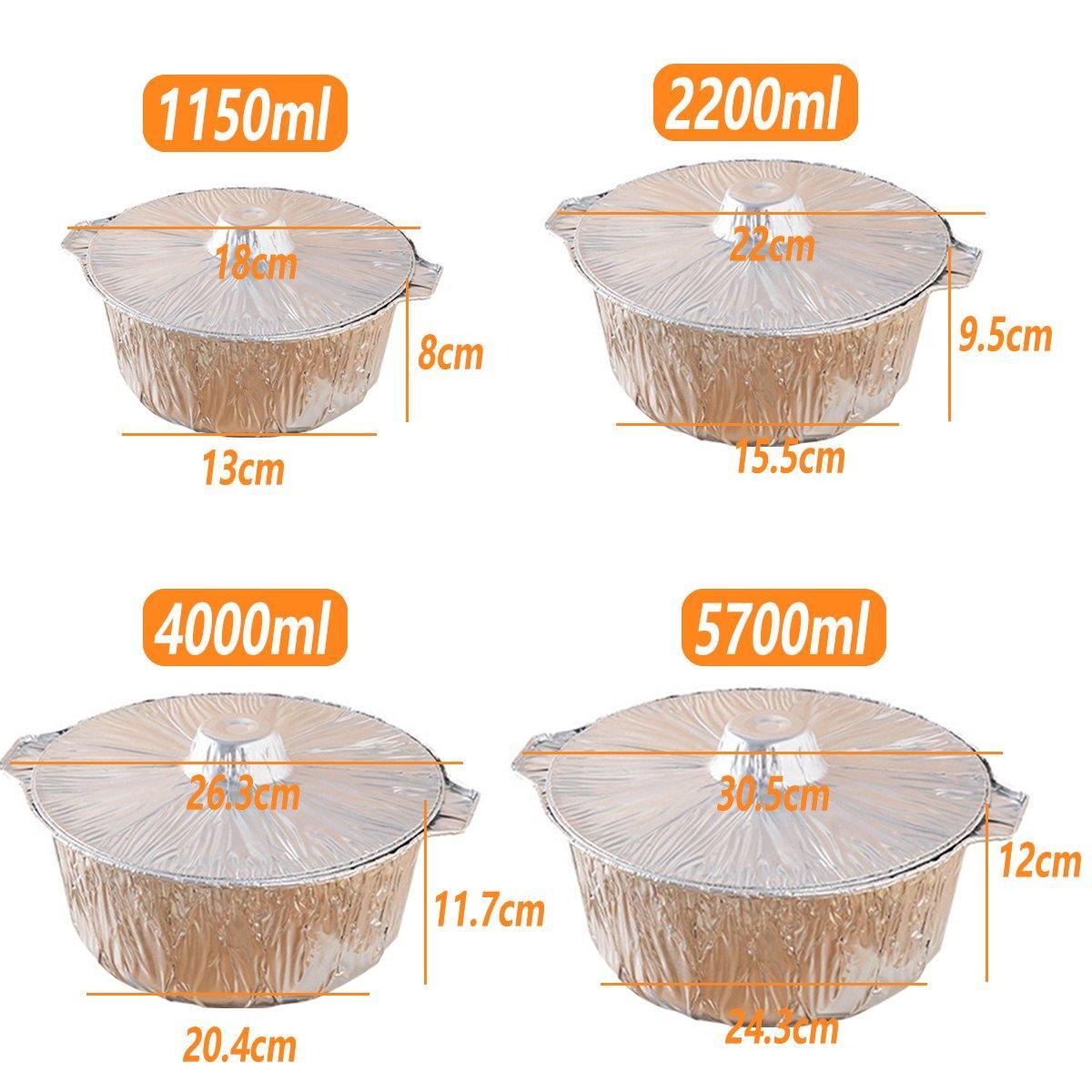 10PCS Heavy-Duty Aluminum Foil Pots - Perfect for Hotpot and Camping - 4000ml - SuperSaverAU - view 3