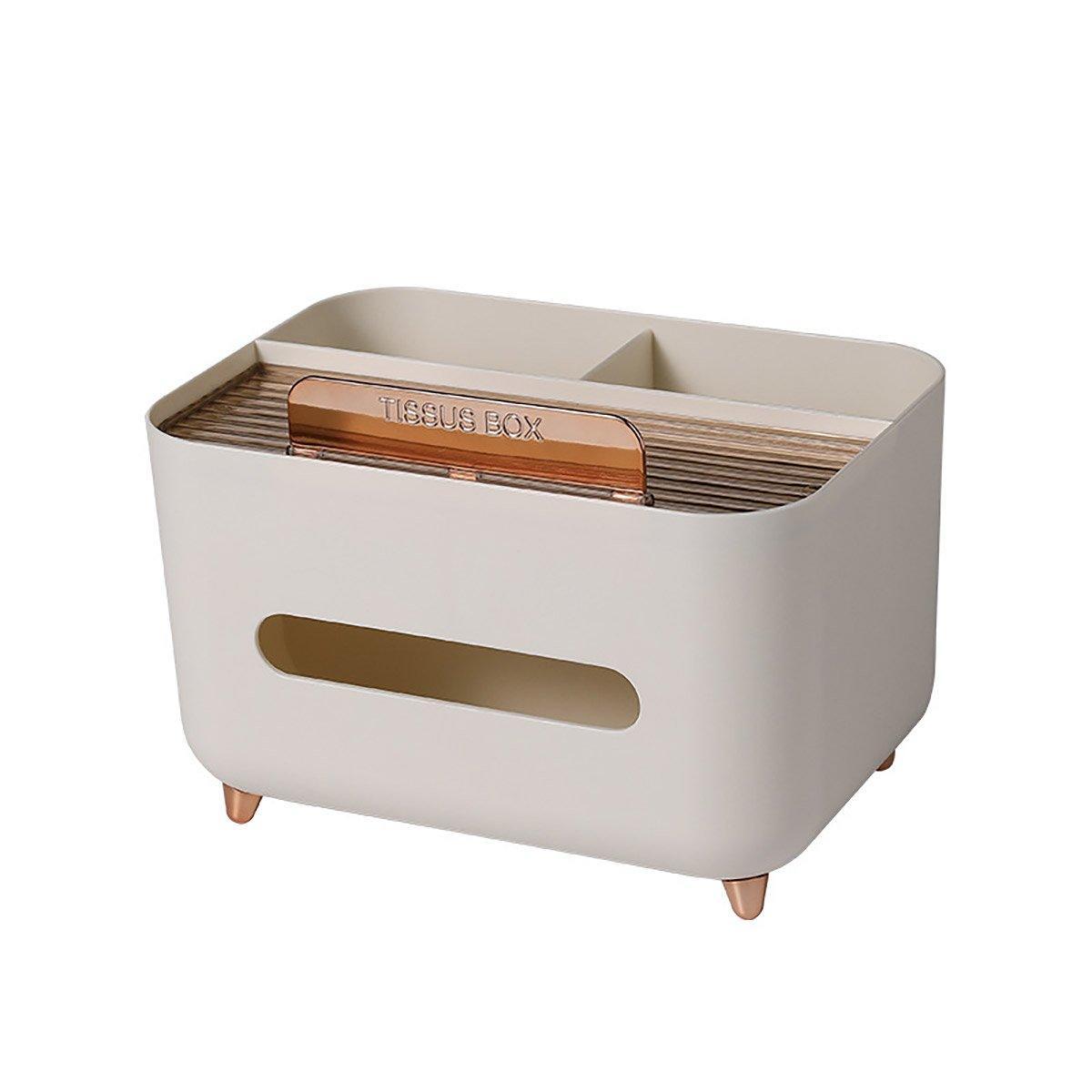 Premium Multi-Function Tissue Box Dispenser – White with Storage