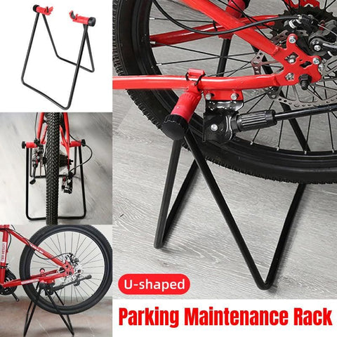 Premium Foldable Alloy Mountain Bike Triangle Parking Stand with Rear Wheel Support