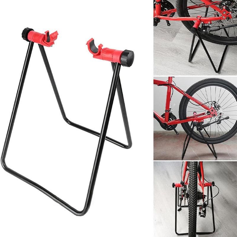 Premium Foldable Alloy Mountain Bike Triangle Parking Stand with Rear Wheel Support