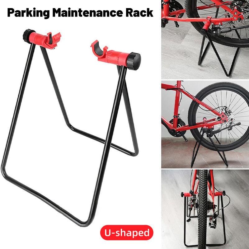 Premium Foldable Alloy Mountain Bike Triangle Parking Stand with Rear Wheel Support