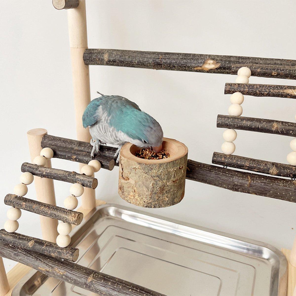 Interactive Wooden Parrot Stand 59cm with Climbing Ladder & Food Bowl - SuperSaverAU - view 4