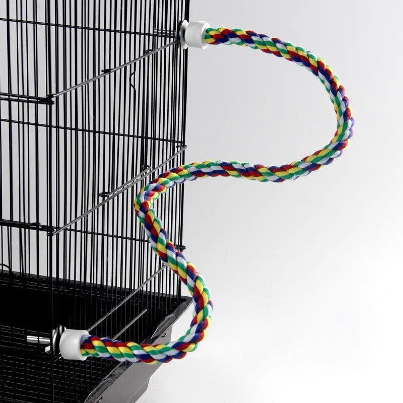 Premium Parrot Cotton Rope Perch Colourful Cage Swing - 105cm