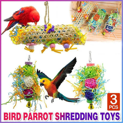 Premium Balacoo Bird Parrot Shredding Toys with Bell - 3pcs