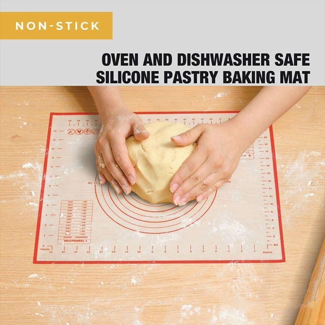 Premium Non-Stick Silicone Baking Mat – Red 80 x 60cm with Measurement Scale
