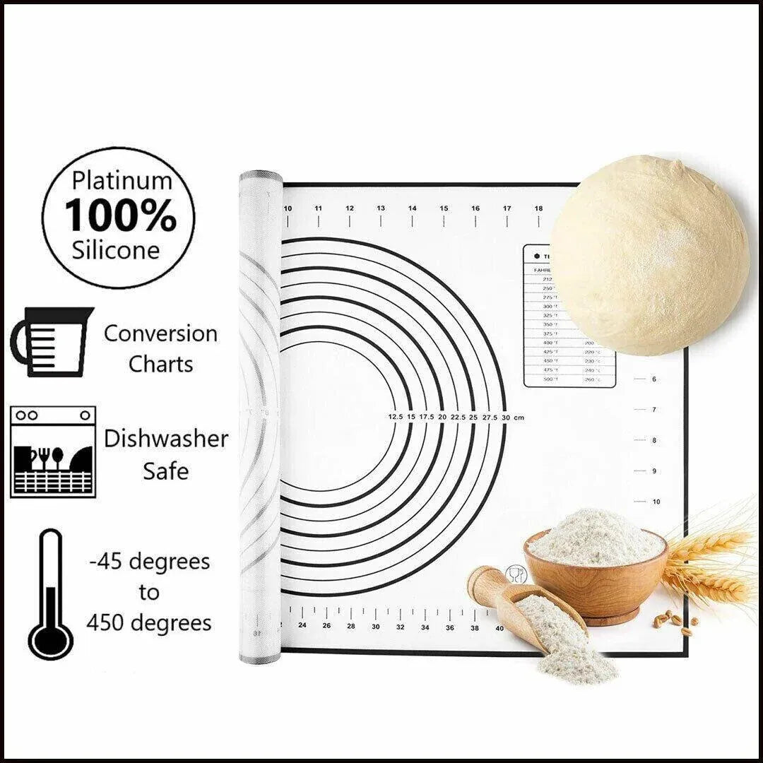 Premium Non-Stick Silicone Baking Mat – Red 80 x 60cm with Measurement Scale