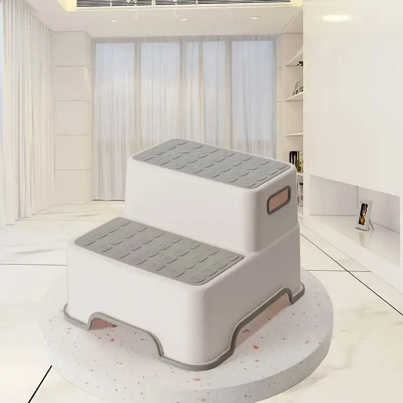 Grey Bathroom Step Stool Booster, 12.2" x 9" x 7.87", Anti-Slip, Durable Design - SuperSaverAU - view 1
