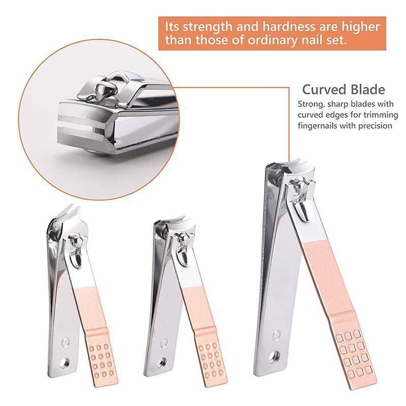 Premium 18-Piece Rose Gold Manicure Pedicure Set Stainless Steel Travel Grooming Kit