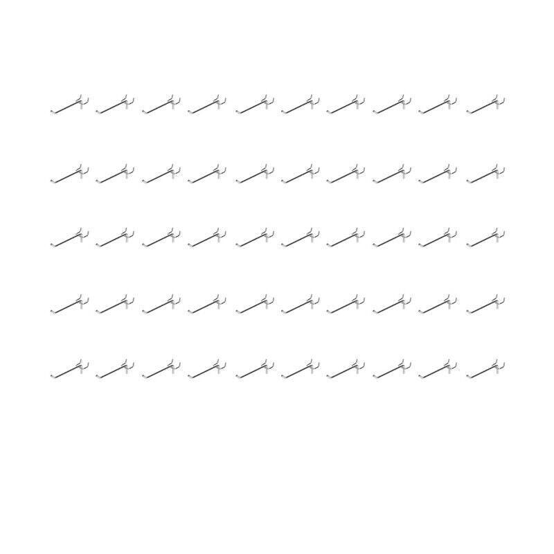 Premium 50 Pack 15cm Steel Pegboard Hooks Chrome Metal Panel Organiser Hooks
