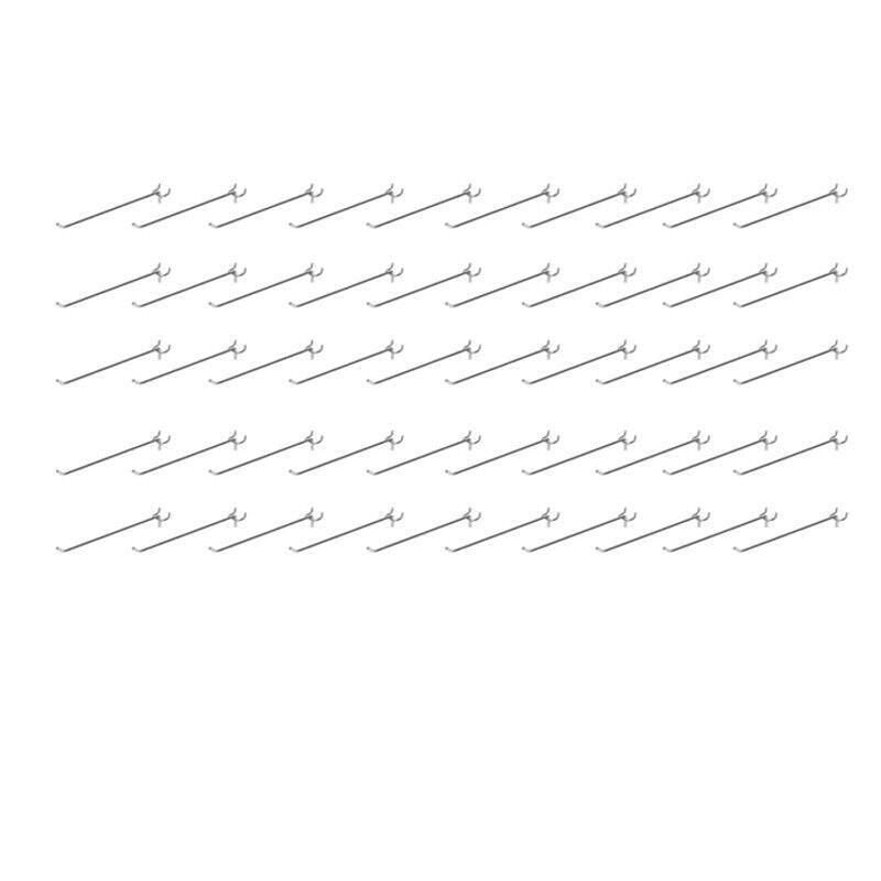 Premium 50 Pack 15cm Steel Pegboard Hooks Chrome Metal Panel Organiser Hooks