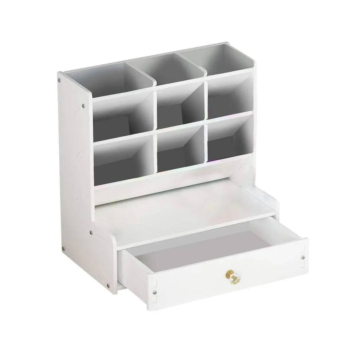 Premium Wooden Desk Organiser – White with Drawer