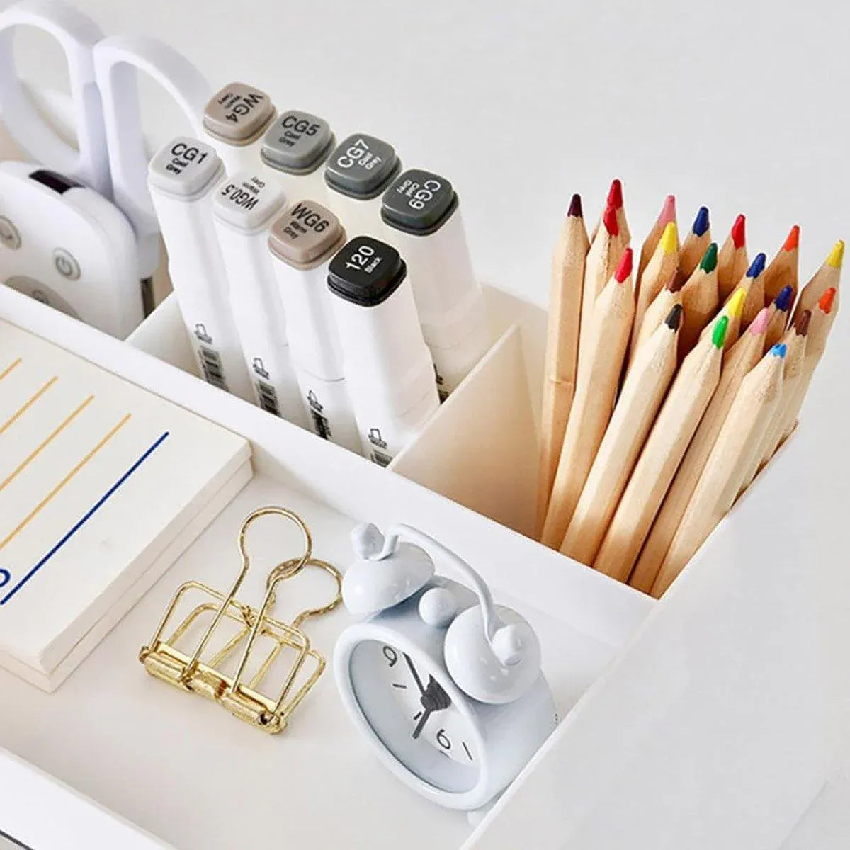 Premium Large Capacity Desktop Pen Storage Box – with Drawers