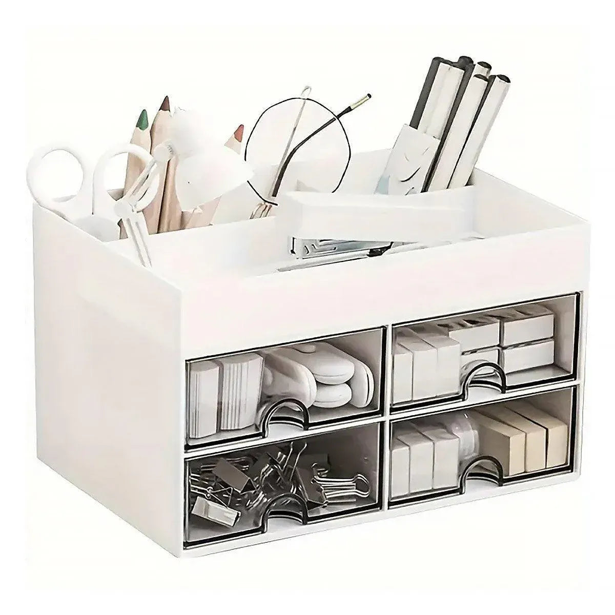 Premium Large Capacity Desktop Pen Storage Box – with Drawers