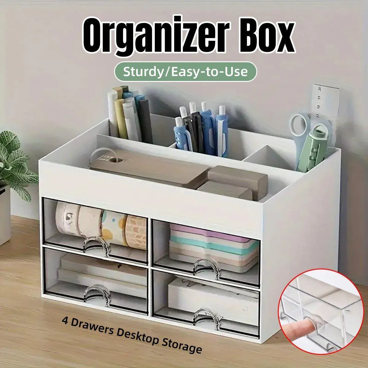 Premium Large Capacity Desktop Pen Storage Box – with Drawers