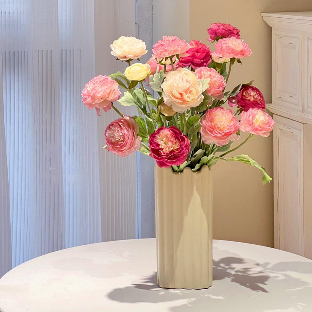 5pcs Artificial Peony Silk Flowers Bouquet Decor Faux Floral Arrangements - Champagne - SuperSaverAU - view 5