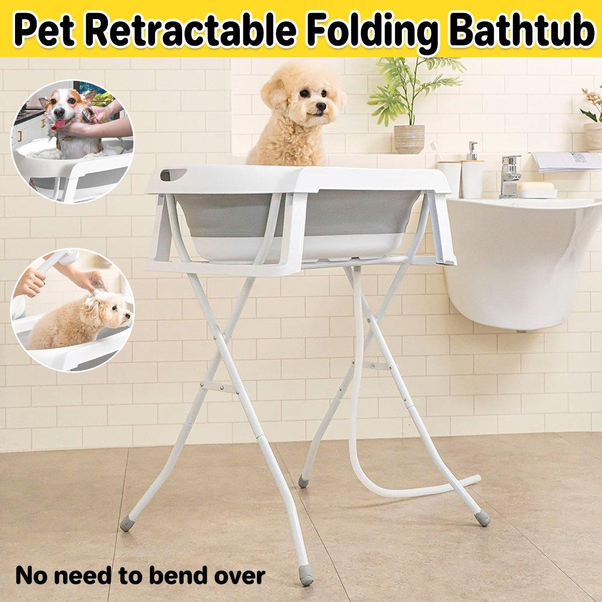 Pet Bath Tub Elevated Stand for Cats and Dogs, 85cm x 47cm x 21cm, Foldable - SuperSaverAU - view 1