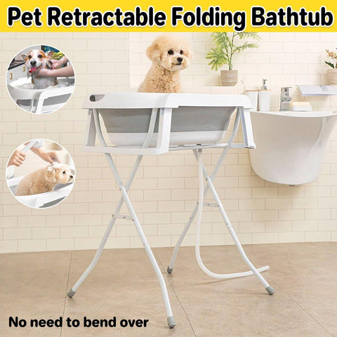 Pet Bath Tub Elevated Stand for Cats and Dogs, 85cm x 47cm x 21cm, Foldable - SuperSaverAU - view 1