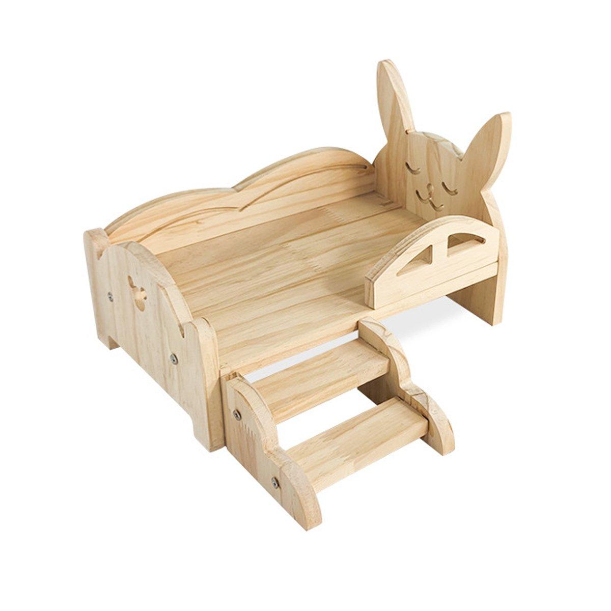 Solid Wood Rabbit Bed with Built-In Ladder, 11 x 7 x 7.3 inches, Durable Design - SuperSaverAU - view 2