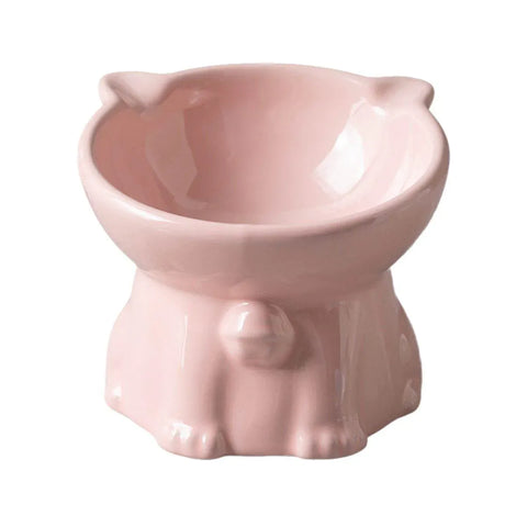 Premium Raised Ceramic Cat Bowl – Pink 160ml with 15° Tilt
