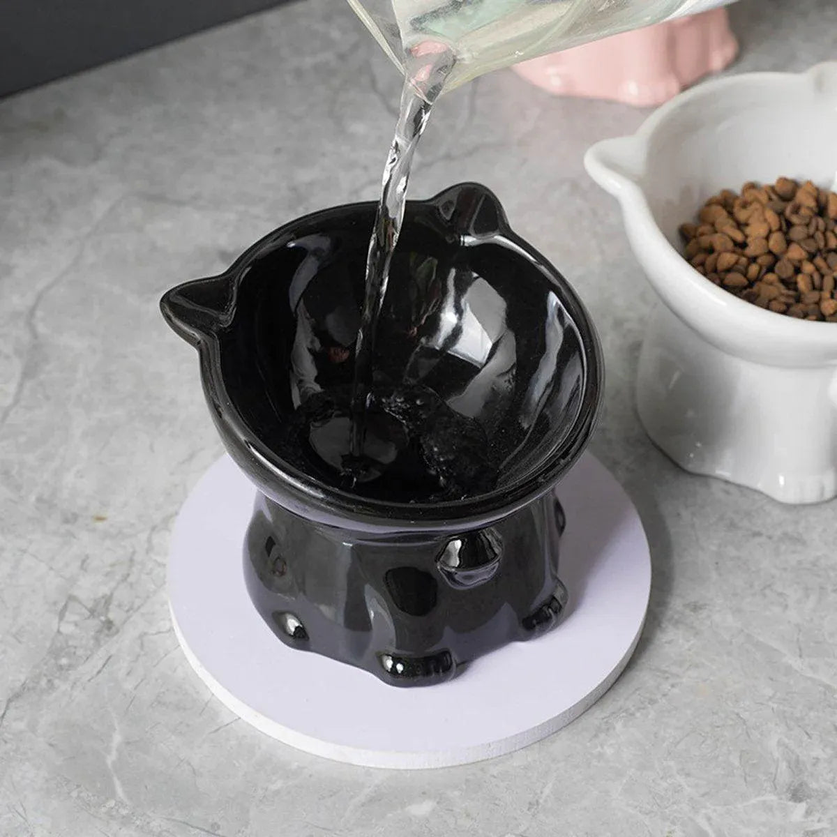 Premium Raised Ceramic Cat Bowl – Pink 160ml with 15° Tilt