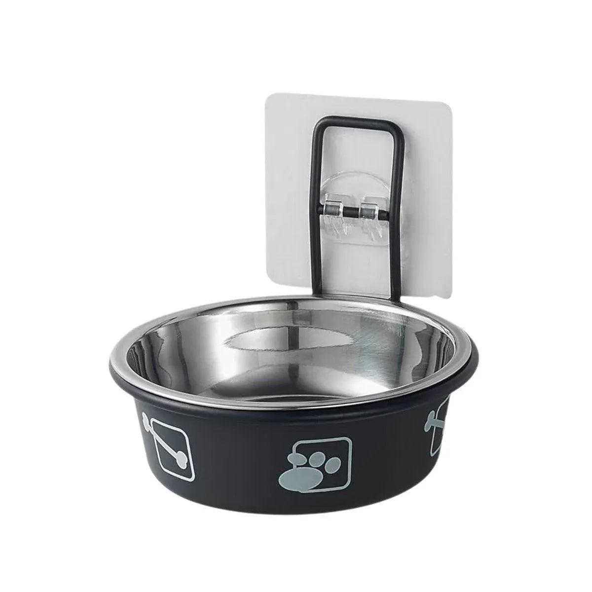 Premium Hanging Stainless Steel Pet Bowl - Black 14cm