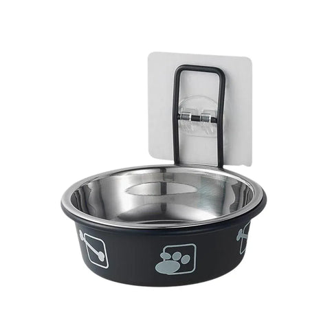 Premium Hanging Stainless Steel Pet Bowl - Black 14cm