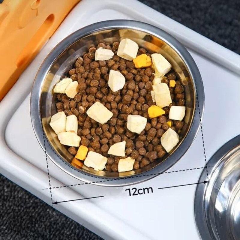 Premium Adjustable Double Pet Feeding Bowls - Orange
