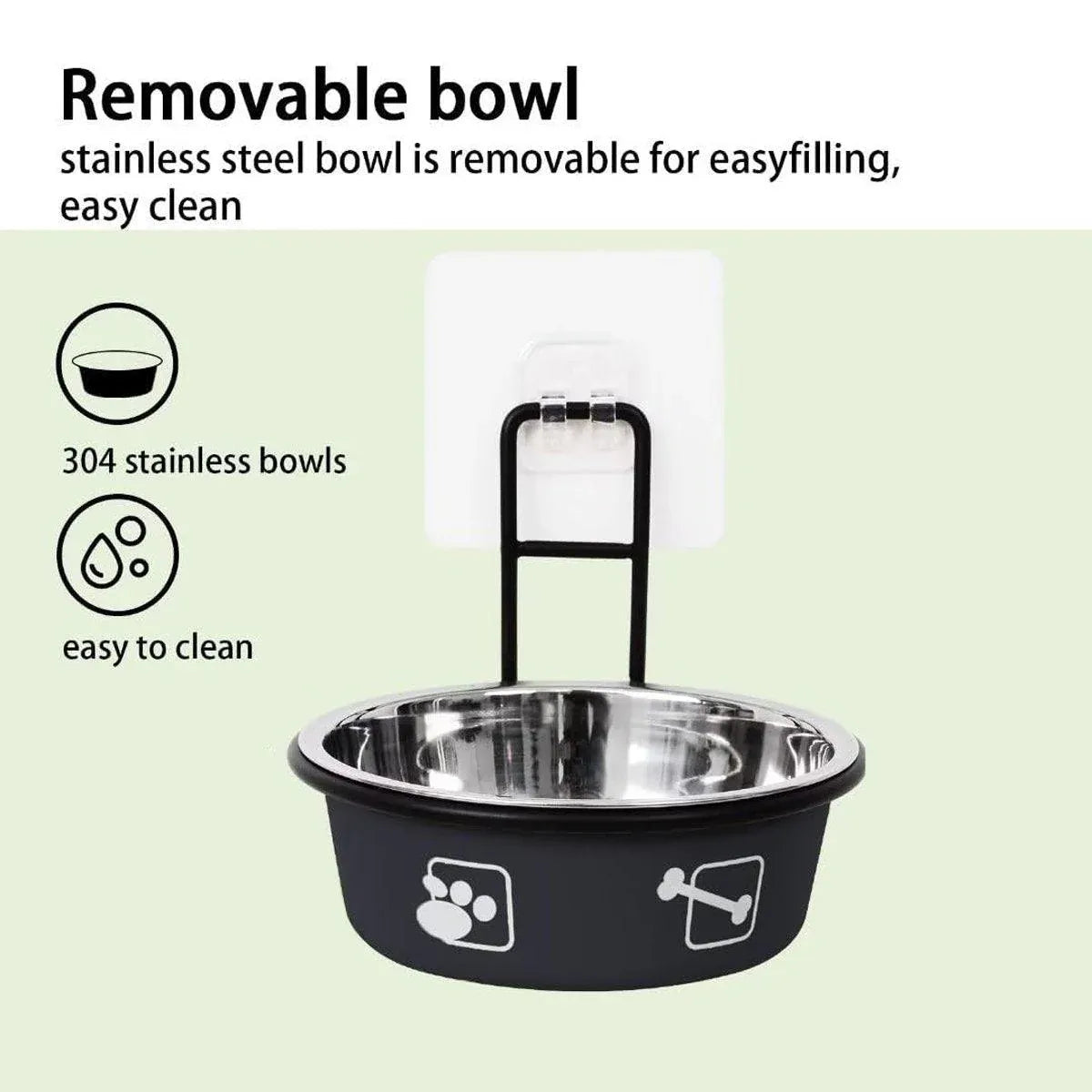 Premium Hanging Stainless Steel Pet Bowl - Red 12cm