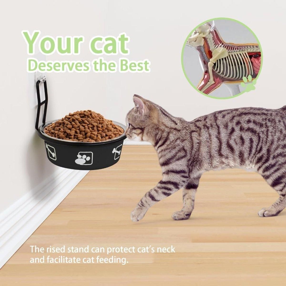 Premium Hanging Stainless Steel Pet Bowl - Red 12cm