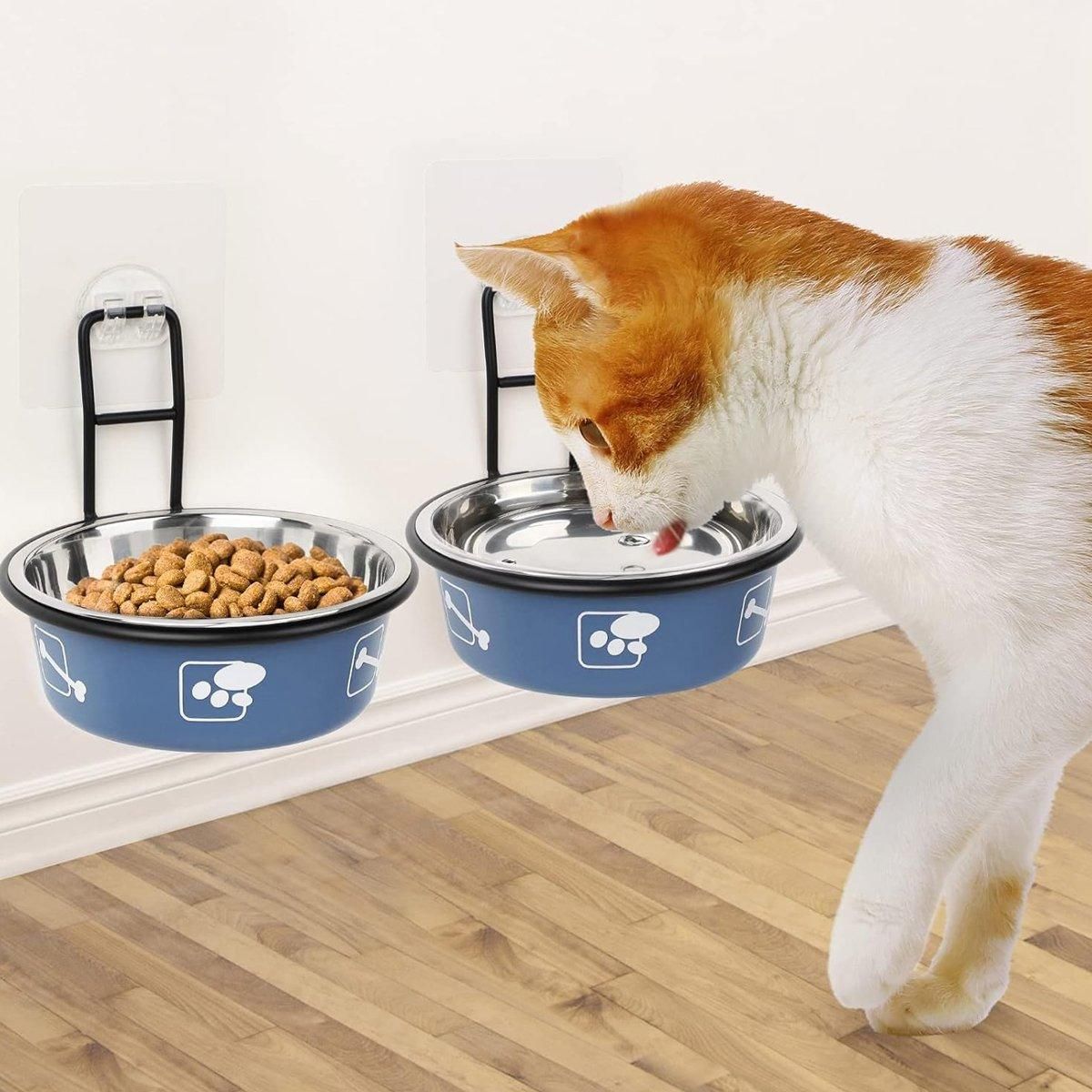Premium Hanging Stainless Steel Pet Bowl - Red 12cm