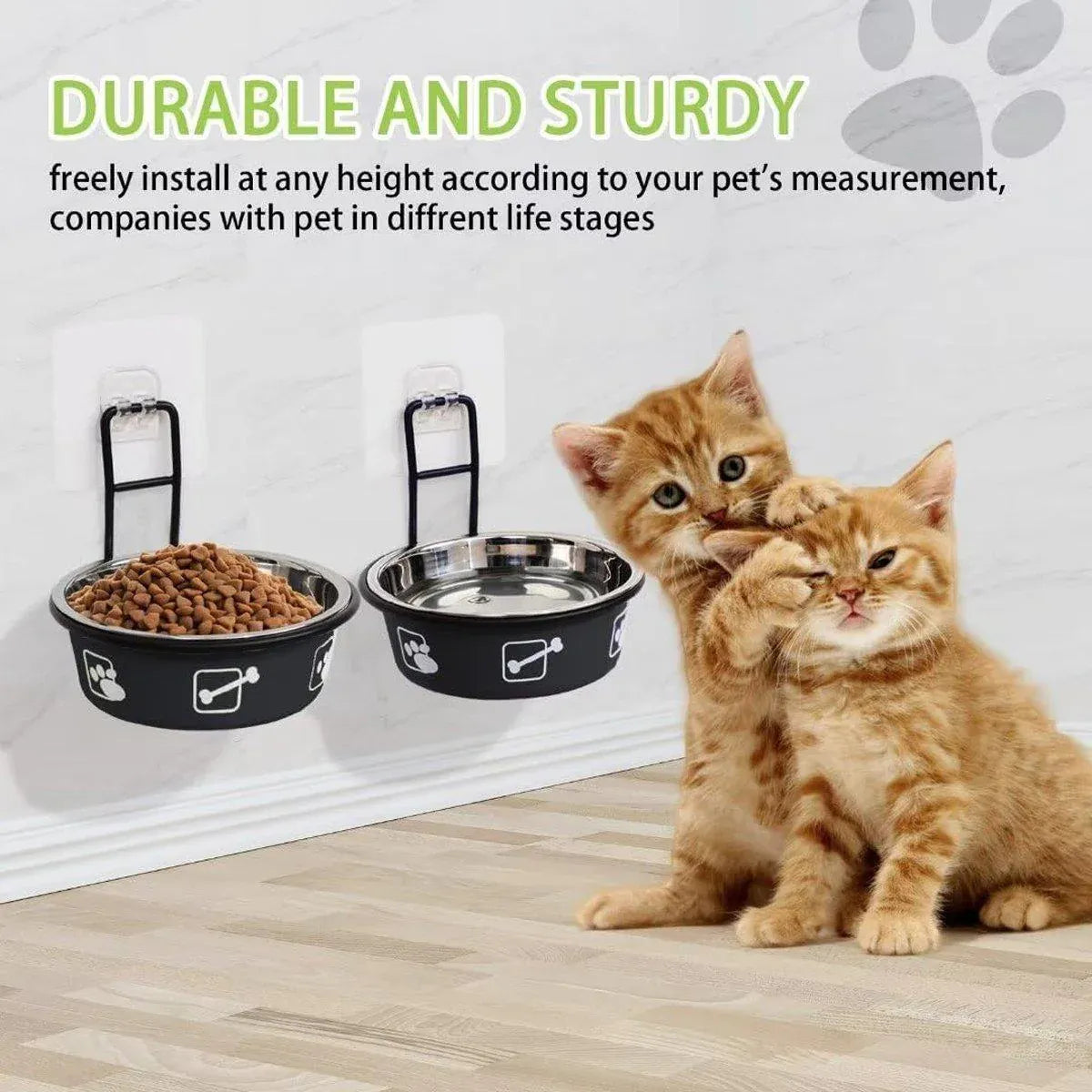 Premium Hanging Stainless Steel Pet Bowl - Red 14cm