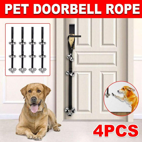Premium Black Pet Training Doorbell Rope with Bells - 4 Pack