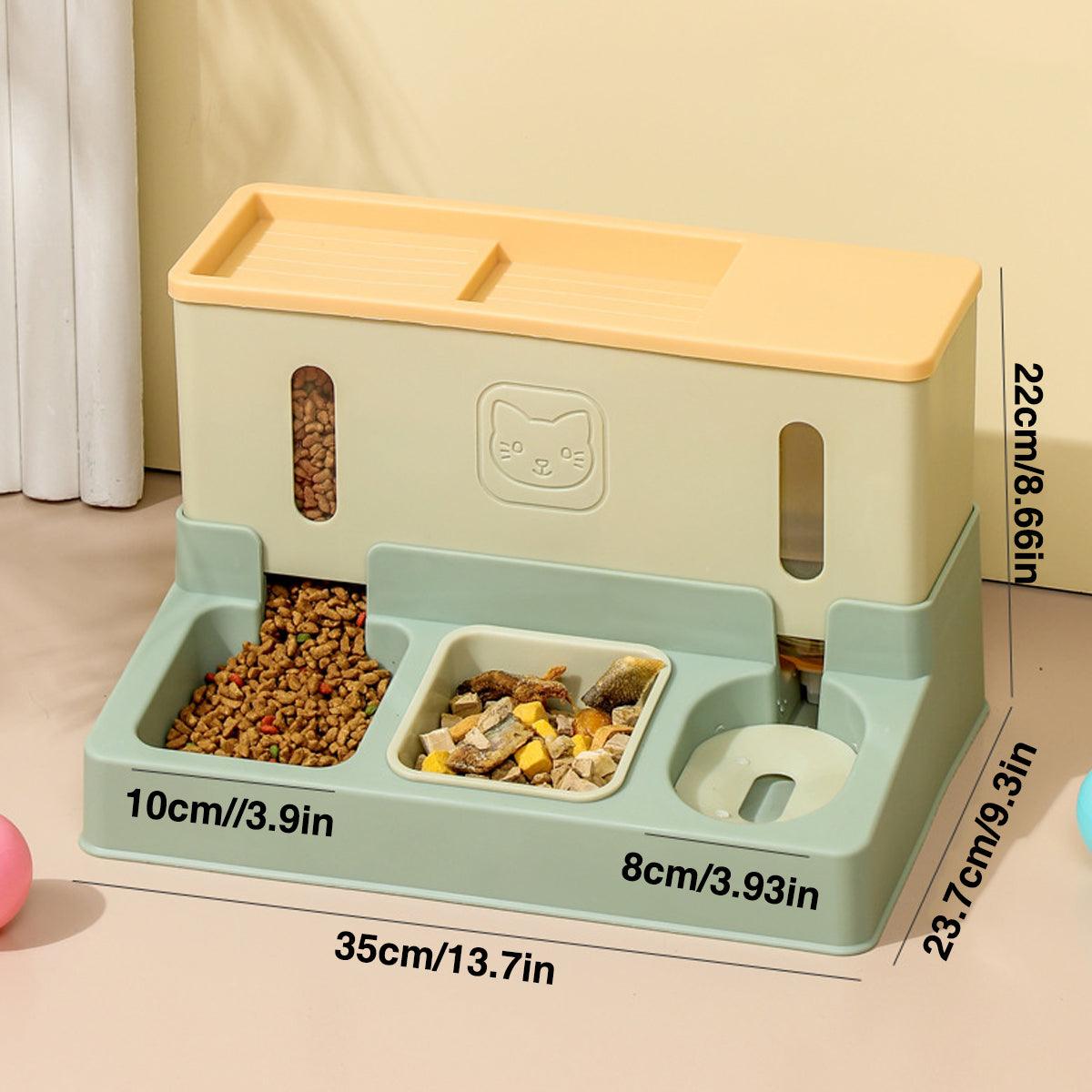 Automatic Pet Water Dispenser and Feeder - 2-in-1, 13.7 x 9.3 x 8.66 inches, Green - SuperSaverAU - view 3