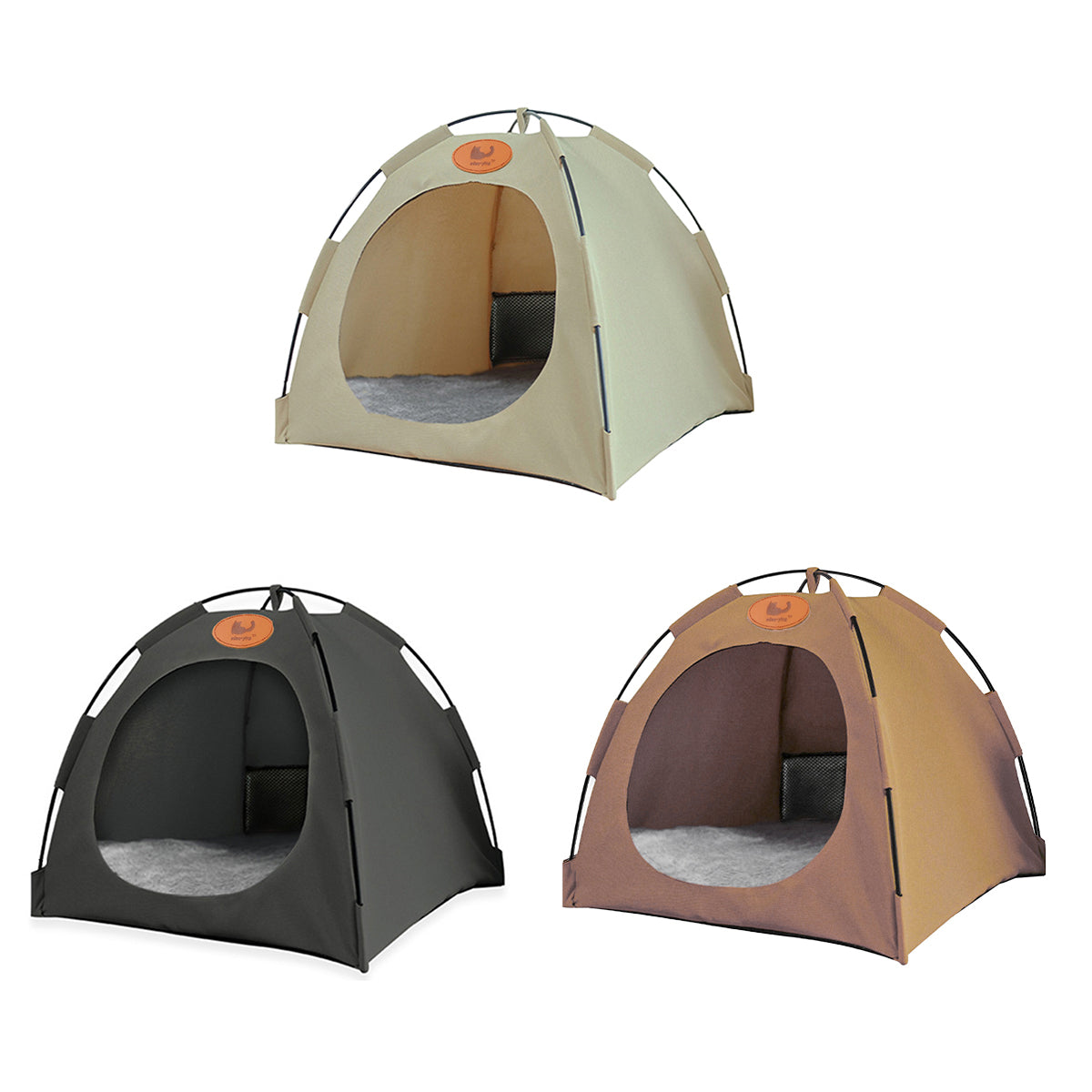 Folding Camping Pet Tent Bed for Cats & Small Pets - Grey, Size L - SuperSaverAU - view 2