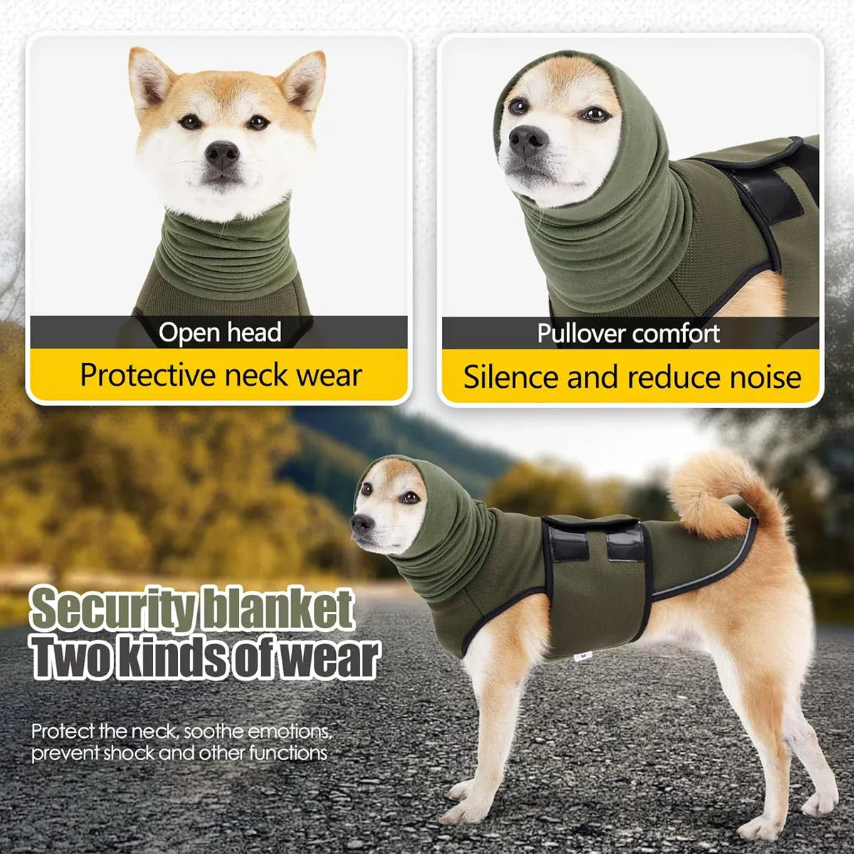 Premium Calming Dog Vest Breathable Thunder Wrap - Army Green XXL