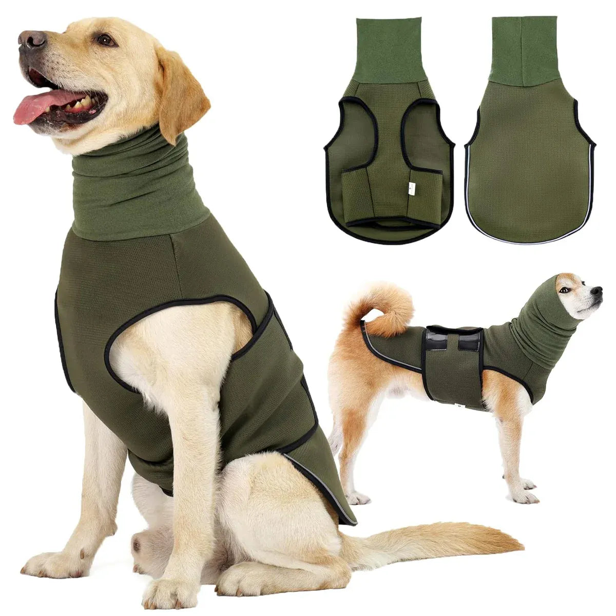 Premium Calming Dog Vest Breathable Thunder Wrap - Army Green XS