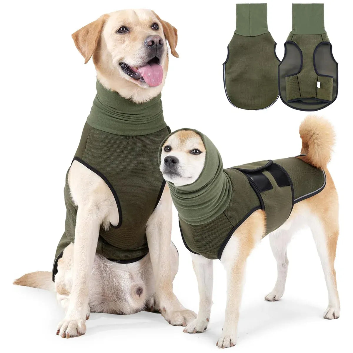 Premium Calming Dog Vest Breathable Thunder Wrap - Army Green XS