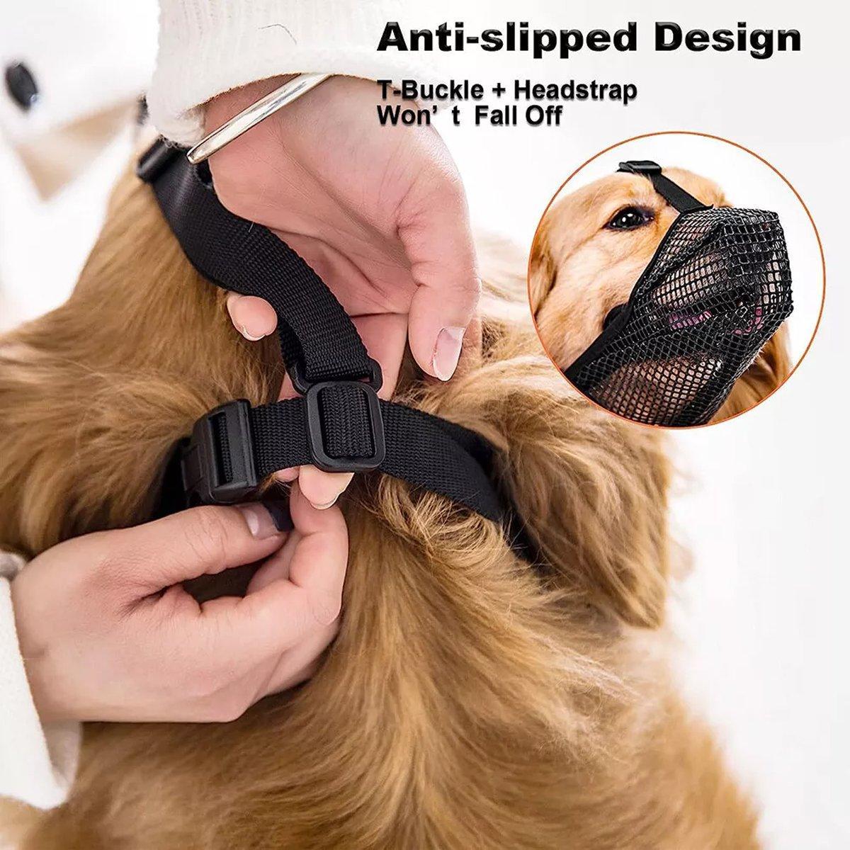 Premium Adjustable Mesh Dog Muzzles 2pcs - Black S