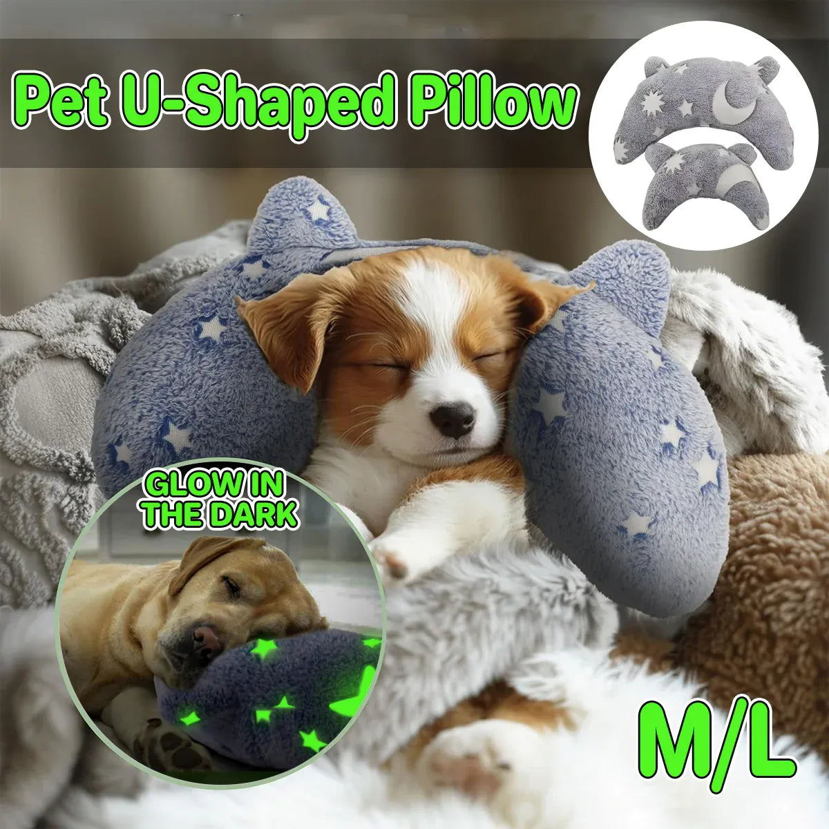 Premium U-Shaped Pet Neck Support Pillow - Grey L