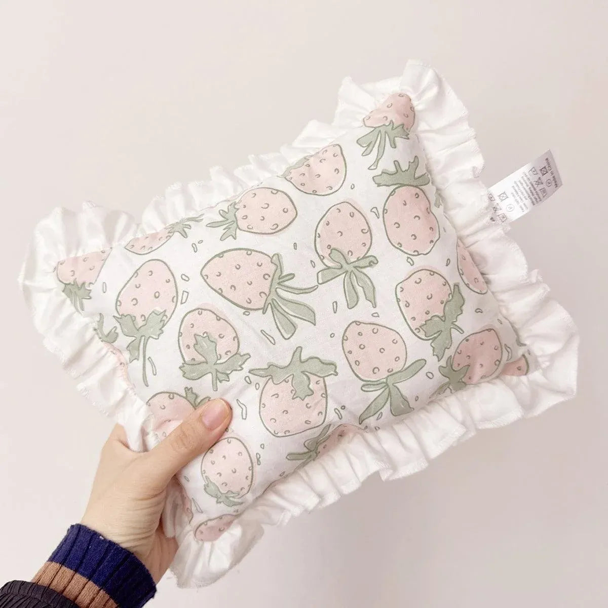 Premium Lace Cat Pillow Soft Pet Cushion - White Strawberry