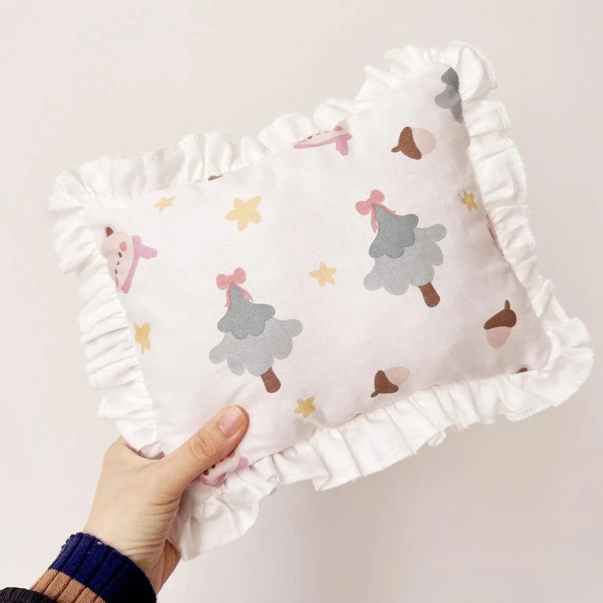 Premium Lace Cat Pillow Soft Pet Cushion - White Strawberry