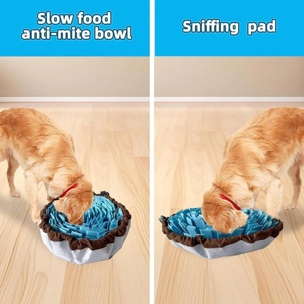 Premium Blue & Brown Pet Snuffle Mat Slow Feeder Puzzle Toy