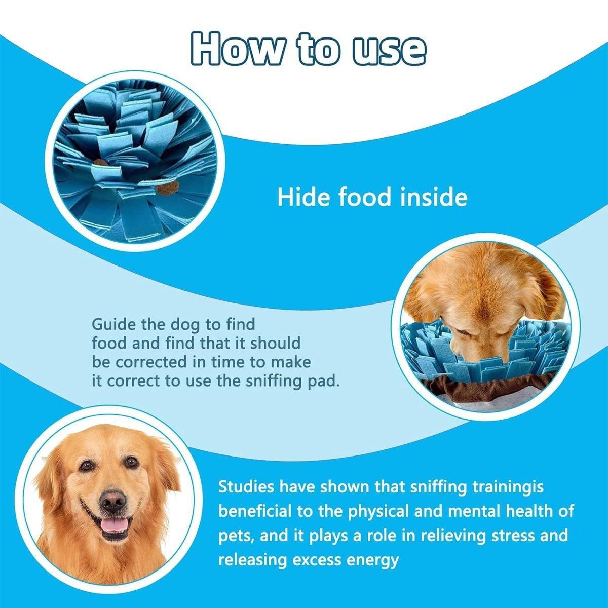 Premium Blue & Brown Pet Snuffle Mat Slow Feeder Puzzle Toy