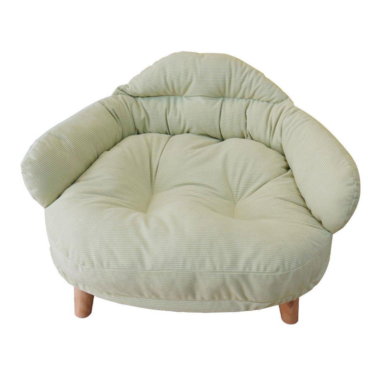 Premium Green Pet Sofa Bed with Washable Cushion & Wooden Legs