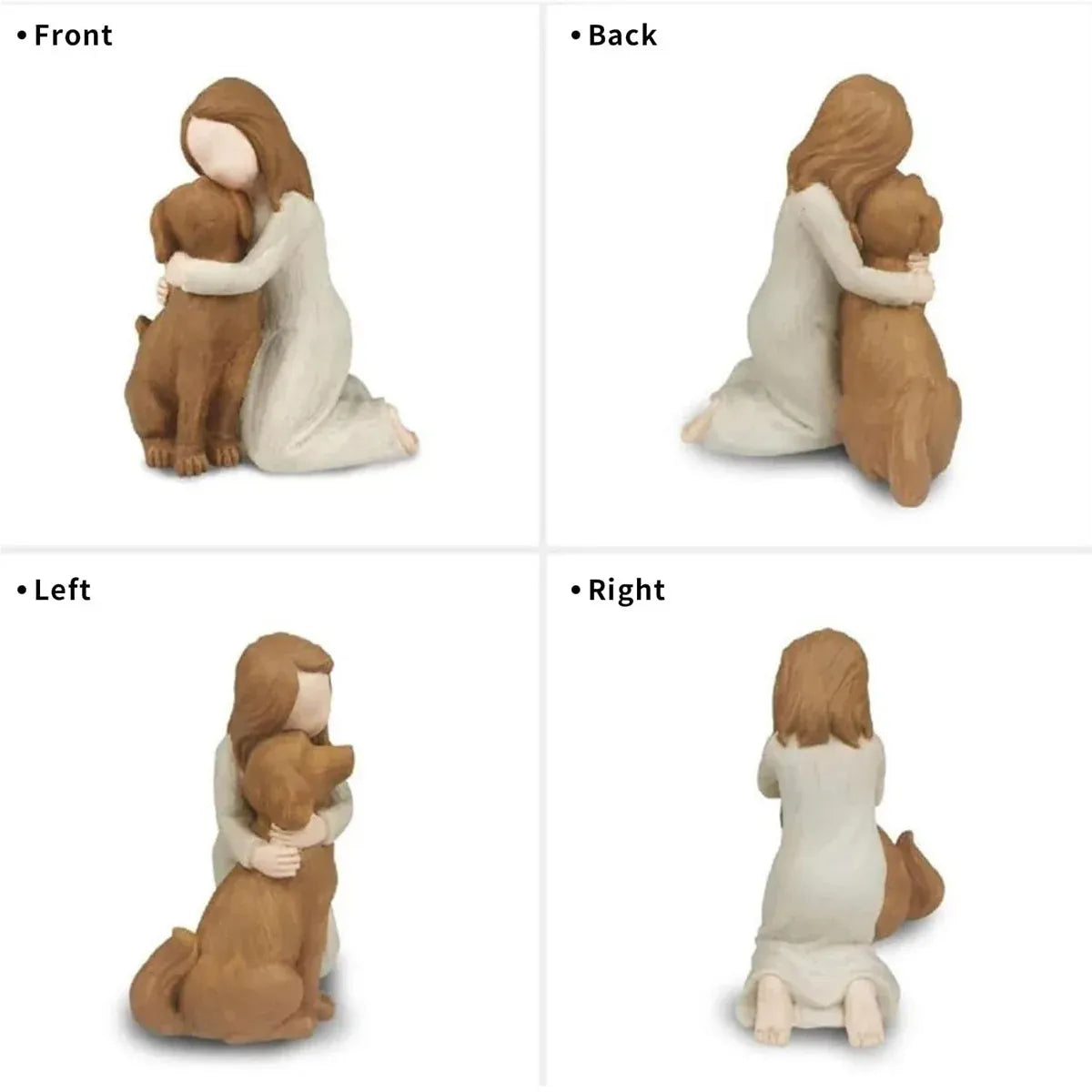 Premium Yellow Girl Hugging Dog Resin Figurine Home Decoration Gift
