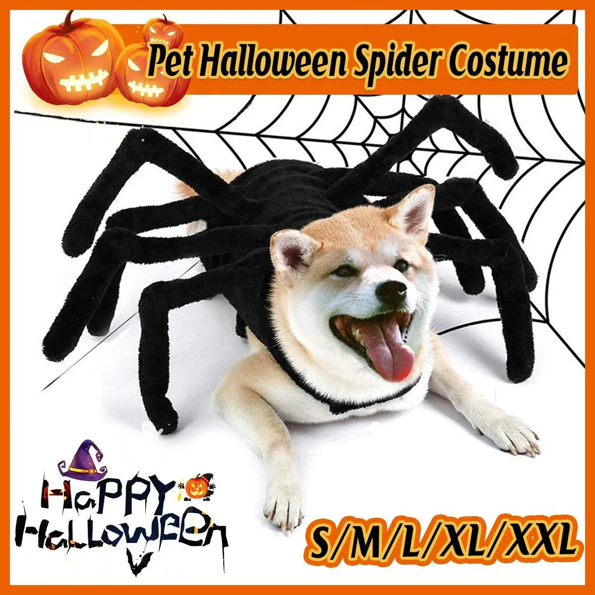 Premium Pet Spider Halloween Costume - Black L