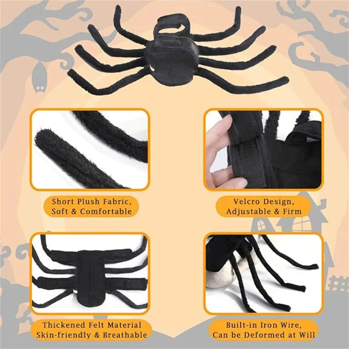 Premium Pet Spider Halloween Costume - Black L