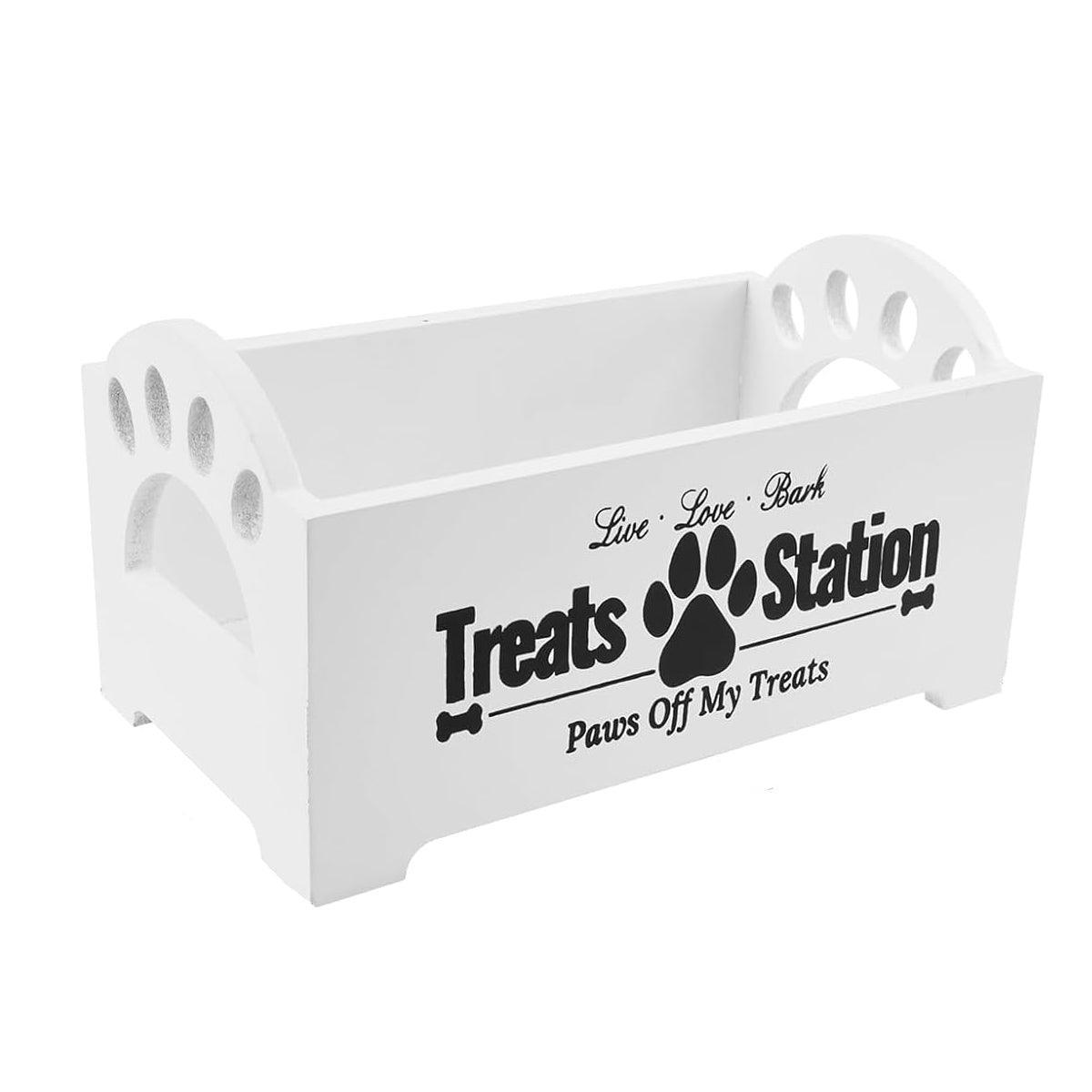Wood Dog Treat Storage Box 23x12.5x13 cm with Paw Print Design - Black - SuperSaverAU - view 7