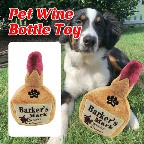 Premium Plush Wine Bottle Squeaky Dog Toy